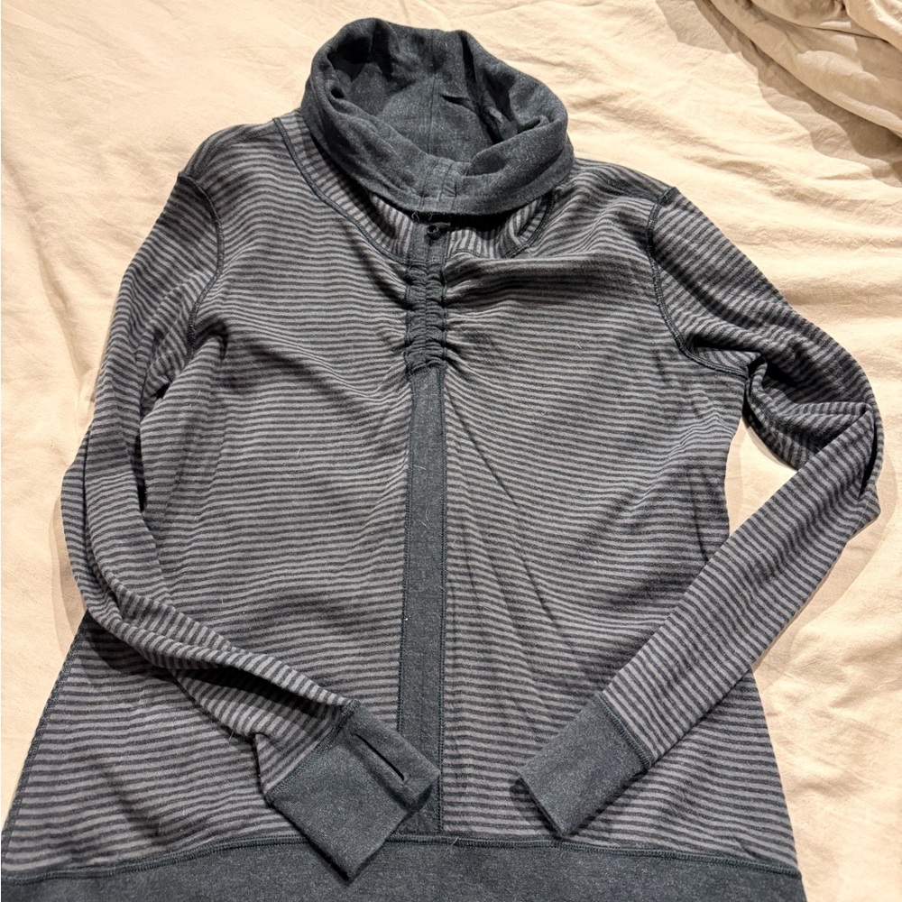 lululemon athletica Charcoal Striped Cowl Neck Sweater